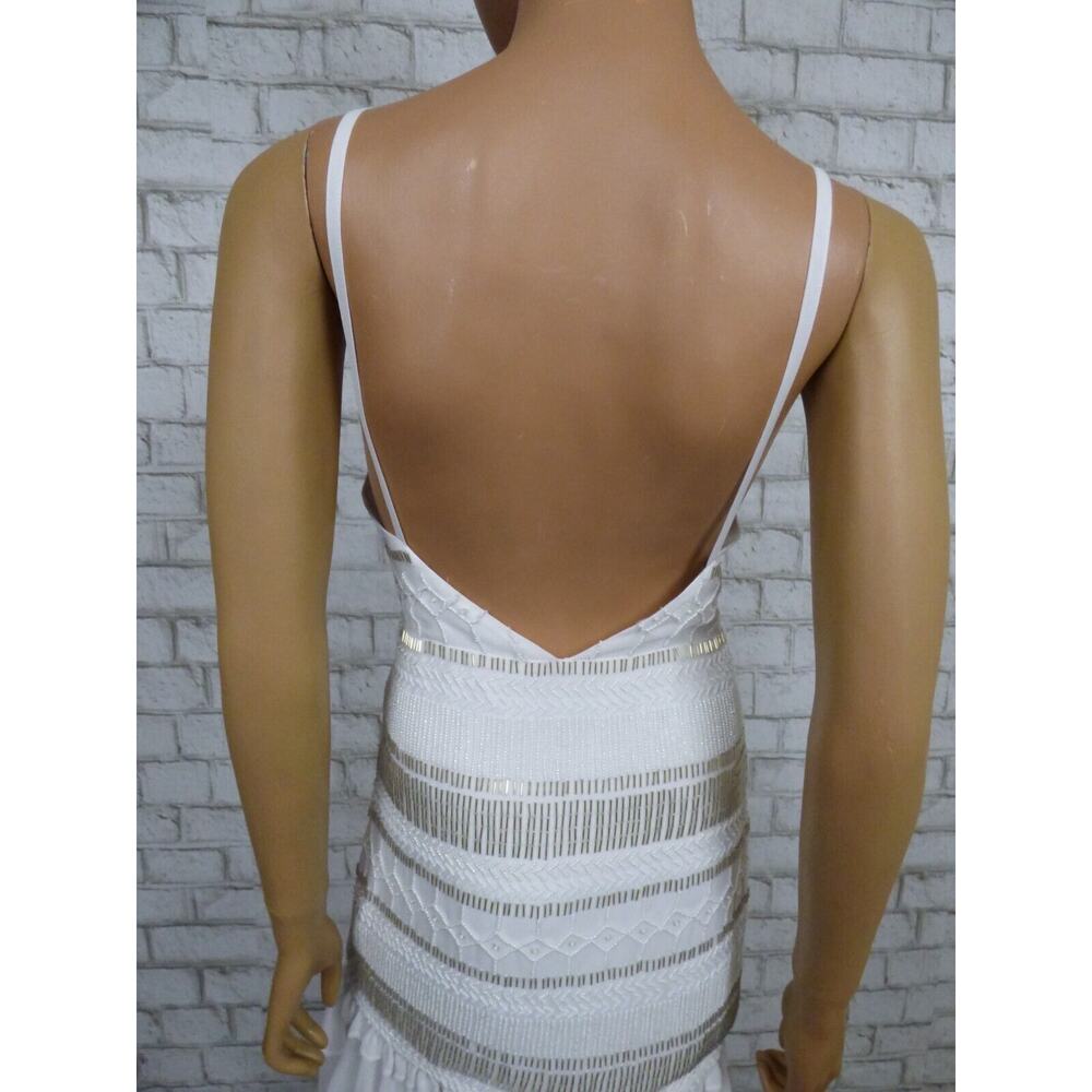 Tularosa White Beaded Chiffon Mermaid Maxi Dress 2 NEW - Picture 10 of 13